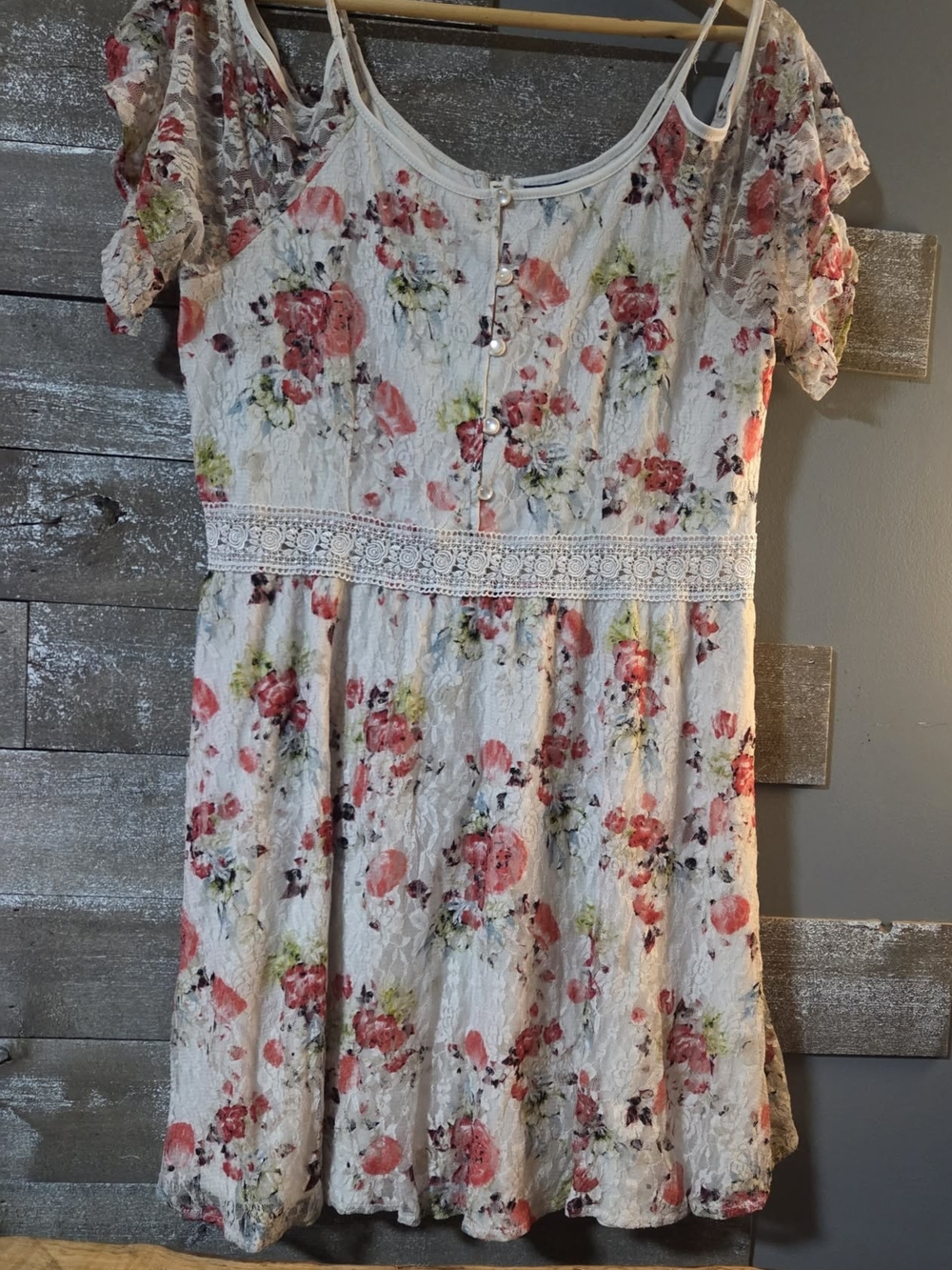 Disney Cream Mini Dress with Pink Floral Print